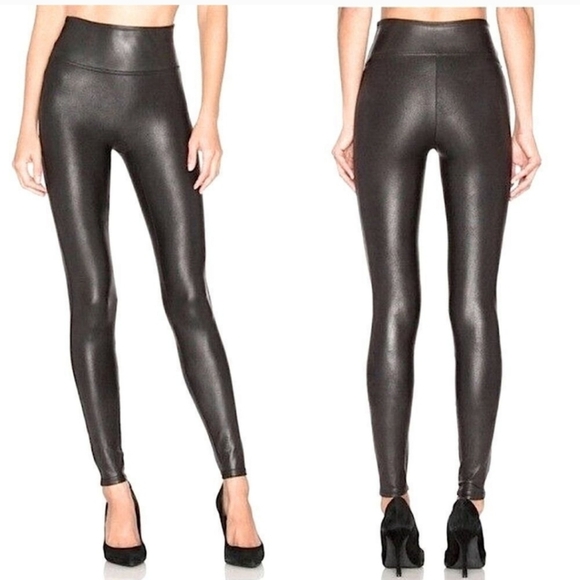 SPANX black faux leather leggings size LG - Picture 10 of 10